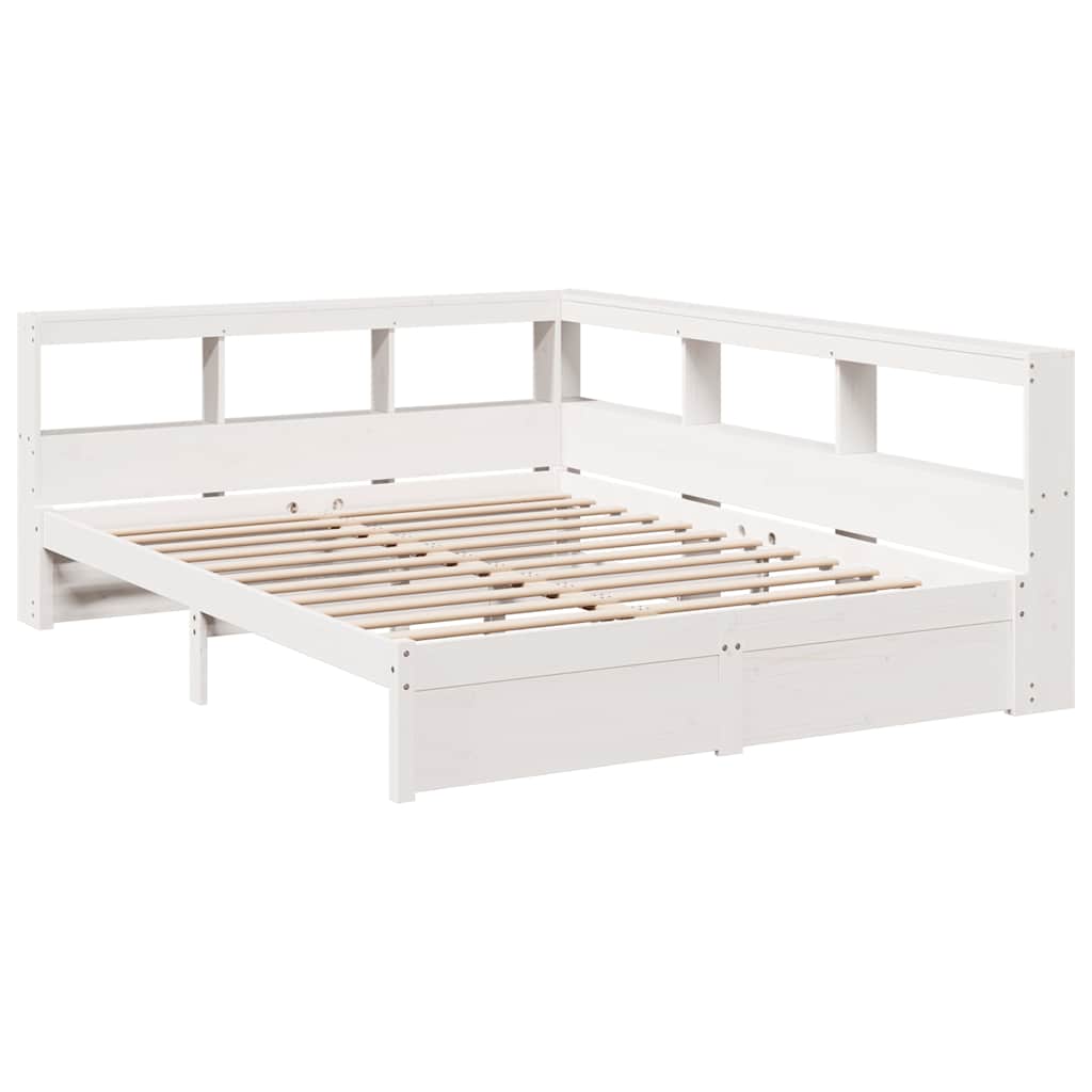 Bookcase Bed without Mattress White 140x190 cm Solid Wood Pine