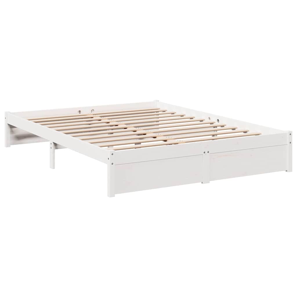 Bookcase Bed without Mattress White 140x190 cm Solid Wood Pine
