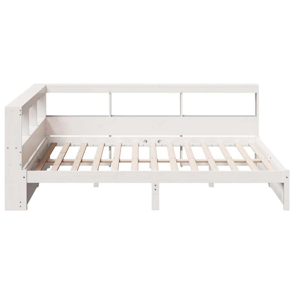 Bookcase Bed without Mattress White 140x190 cm Solid Wood Pine