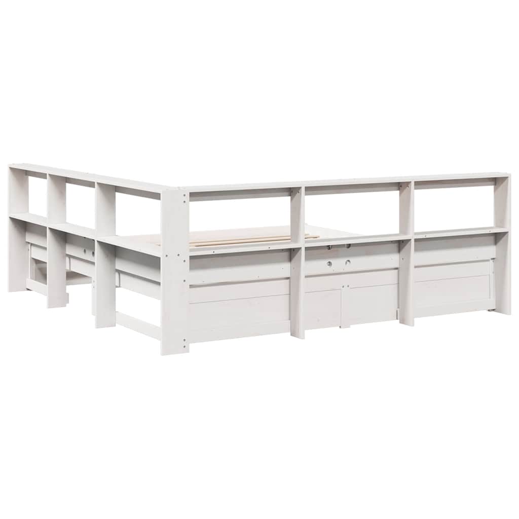 Bookcase Bed without Mattress White 140x190 cm Solid Wood Pine
