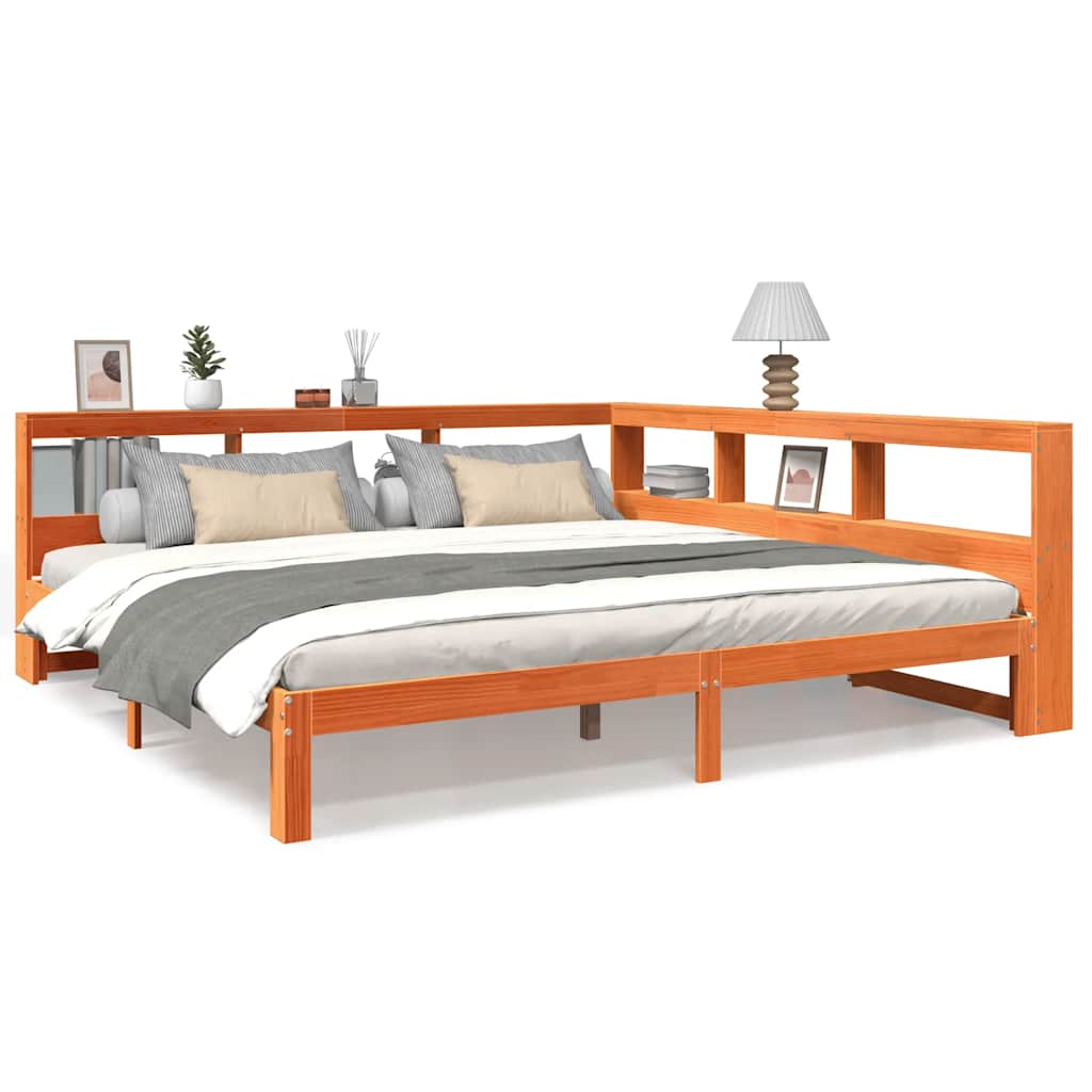 Bookcase Bed without Mattress Wax Brown 180x200 cm Solid Wood Pine