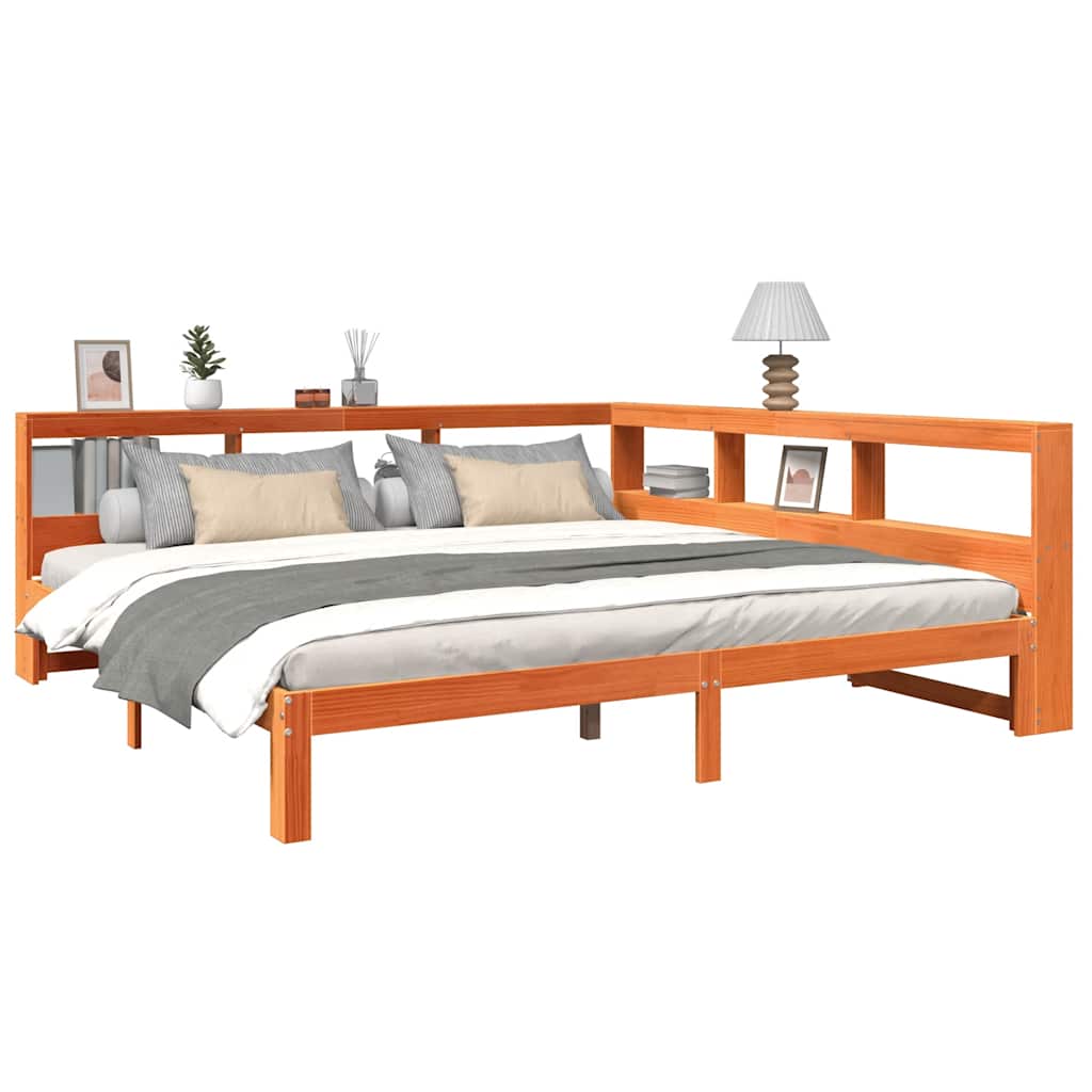 Bookcase Bed without Mattress Wax Brown 180x200 cm Solid Wood Pine