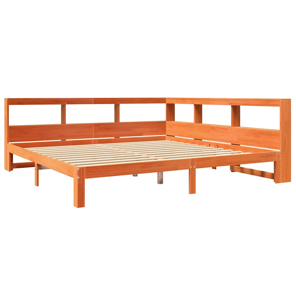 Bookcase Bed without Mattress Wax Brown 180x200 cm Solid Wood Pine