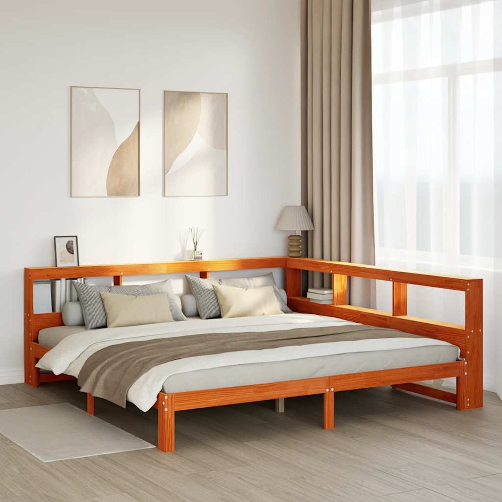 Bookcase Bed without Mattress Wax Brown 180x200 cm Solid Wood Pine