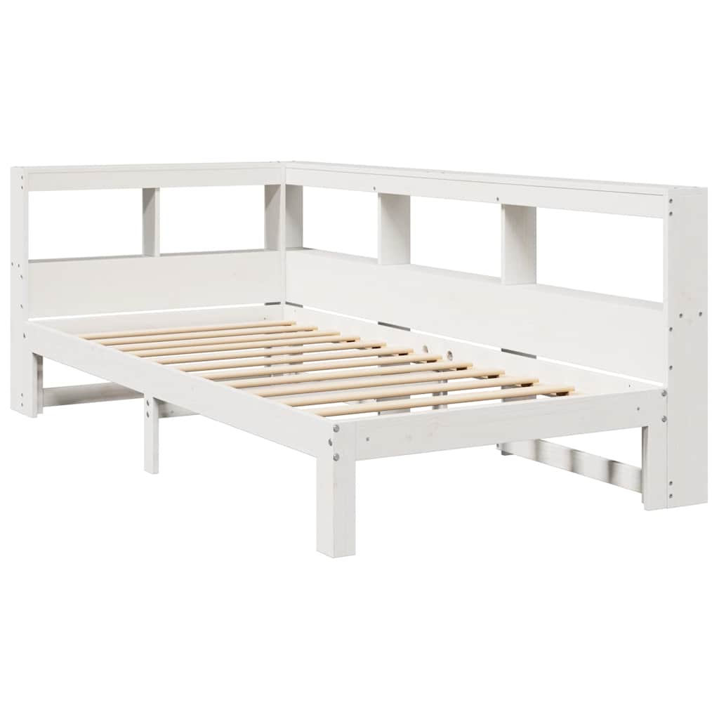 Bookcase Bed without Mattress White 100x200 cm Solid Wood Pine