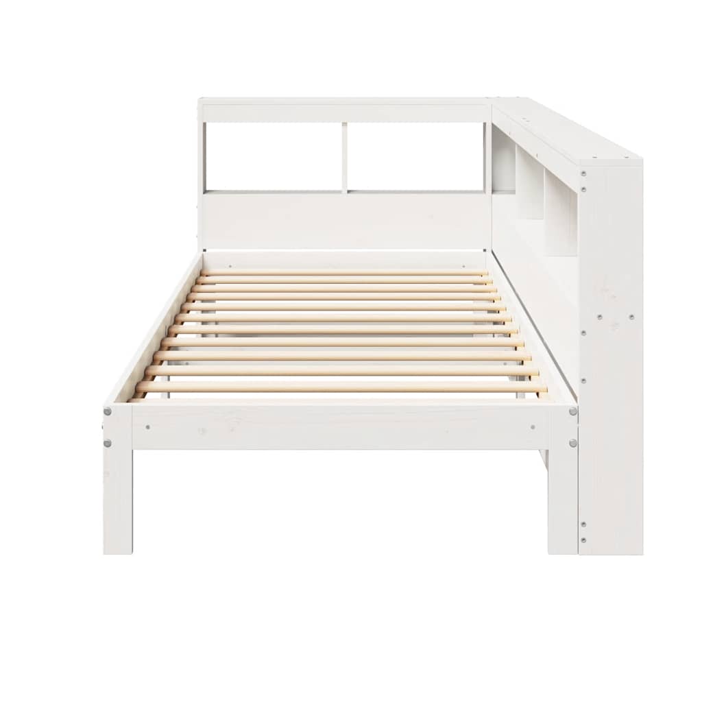 Bookcase Bed without Mattress White 100x200 cm Solid Wood Pine