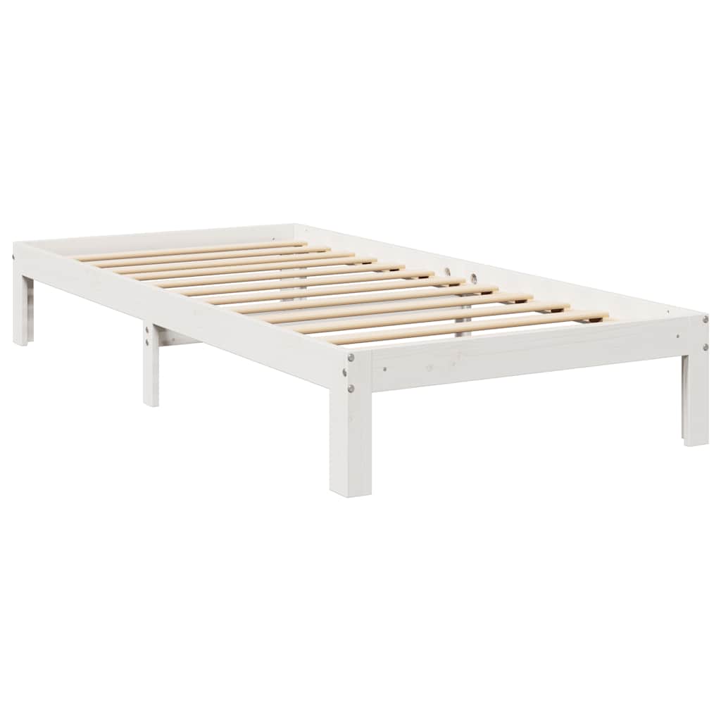 Bookcase Bed without Mattress White 100x200 cm Solid Wood Pine