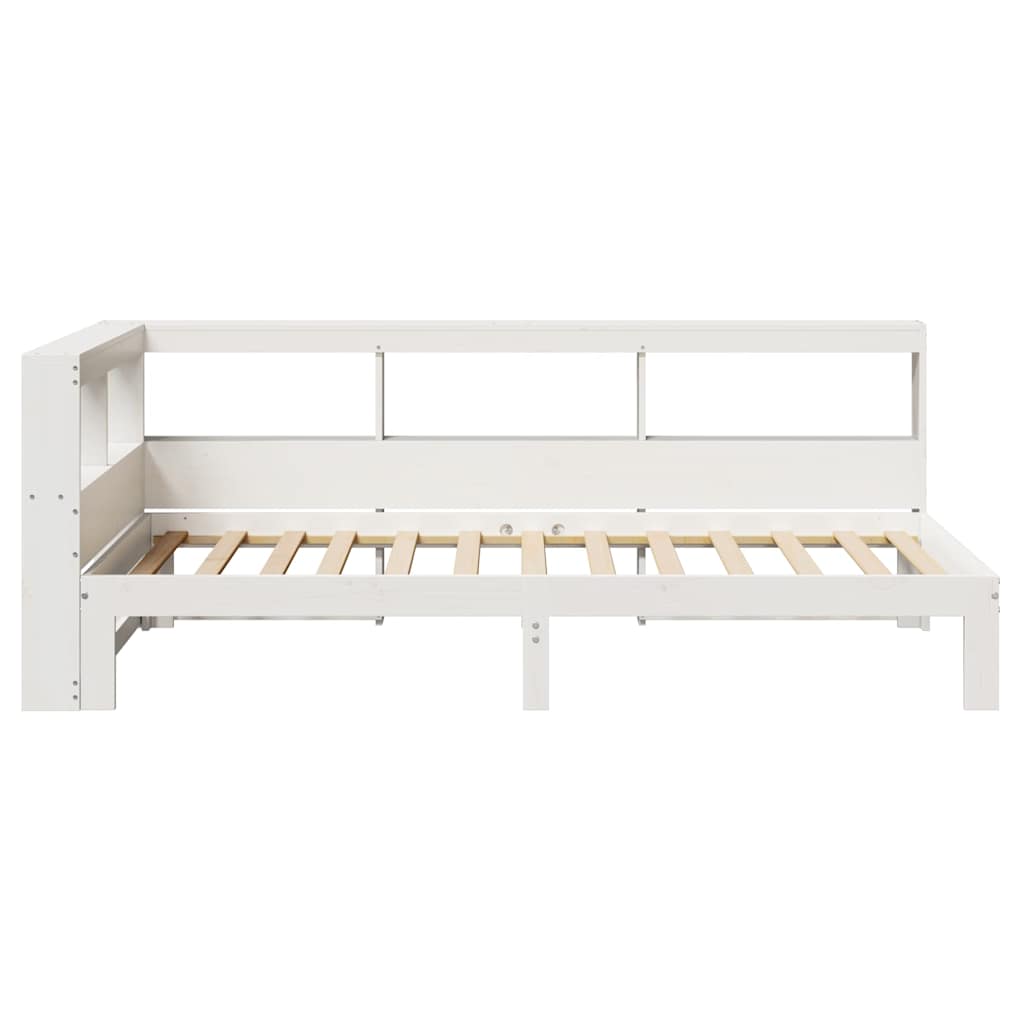 Bookcase Bed without Mattress White 100x200 cm Solid Wood Pine