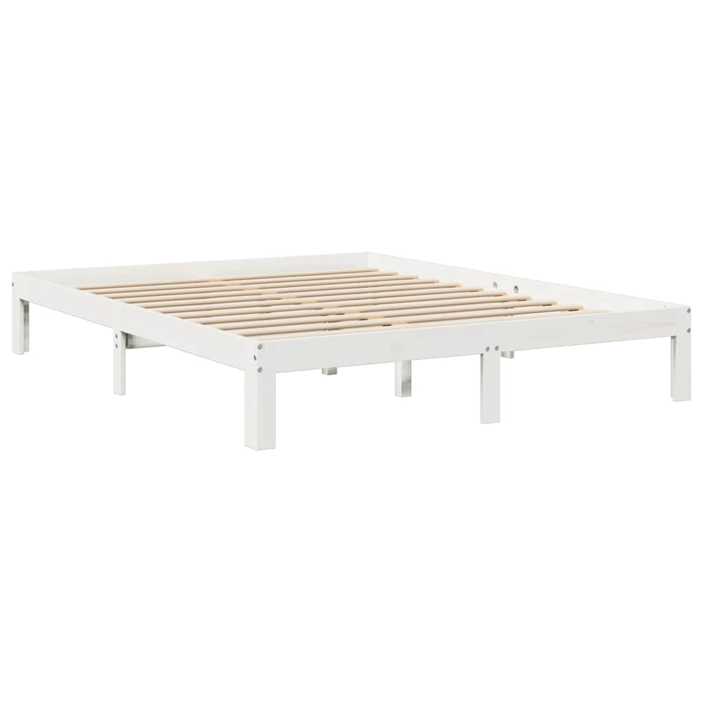 Bookcase Bed without Mattress White 140x190 cm Solid Wood Pine