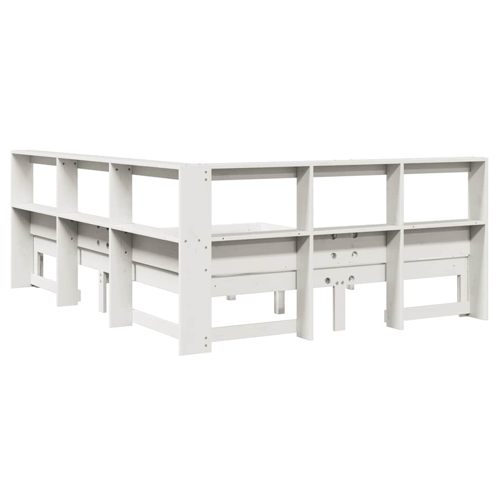 Bookcase Bed without Mattress White 140x190 cm Solid Wood Pine