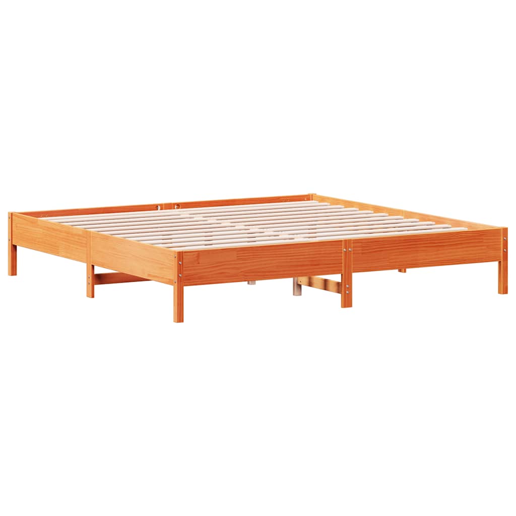 Bookcase Bed without Mattress Wax Brown 200x200 cm Solid Wood Pine