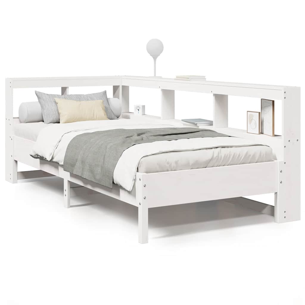Bookcase Bed without Mattress White 100x200 cm Solid Wood Pine