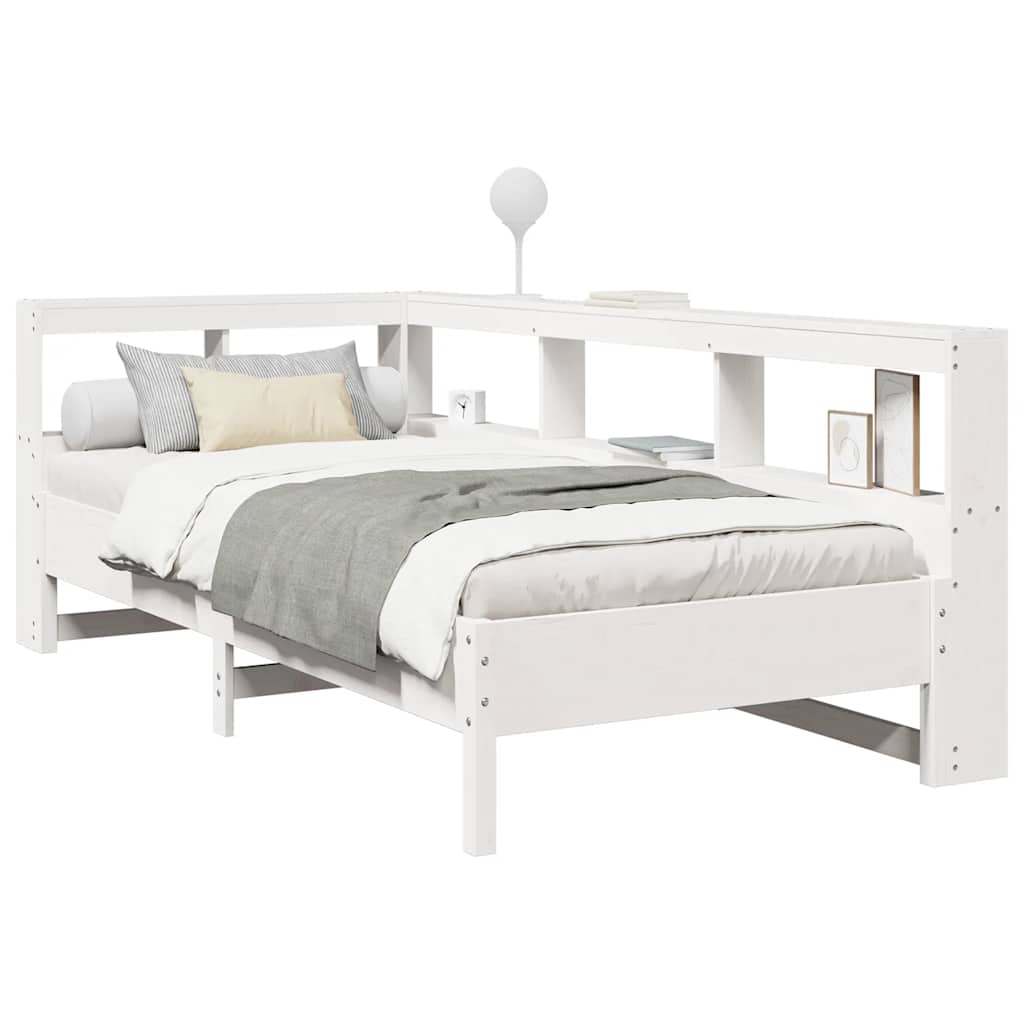 Bookcase Bed without Mattress White 100x200 cm Solid Wood Pine
