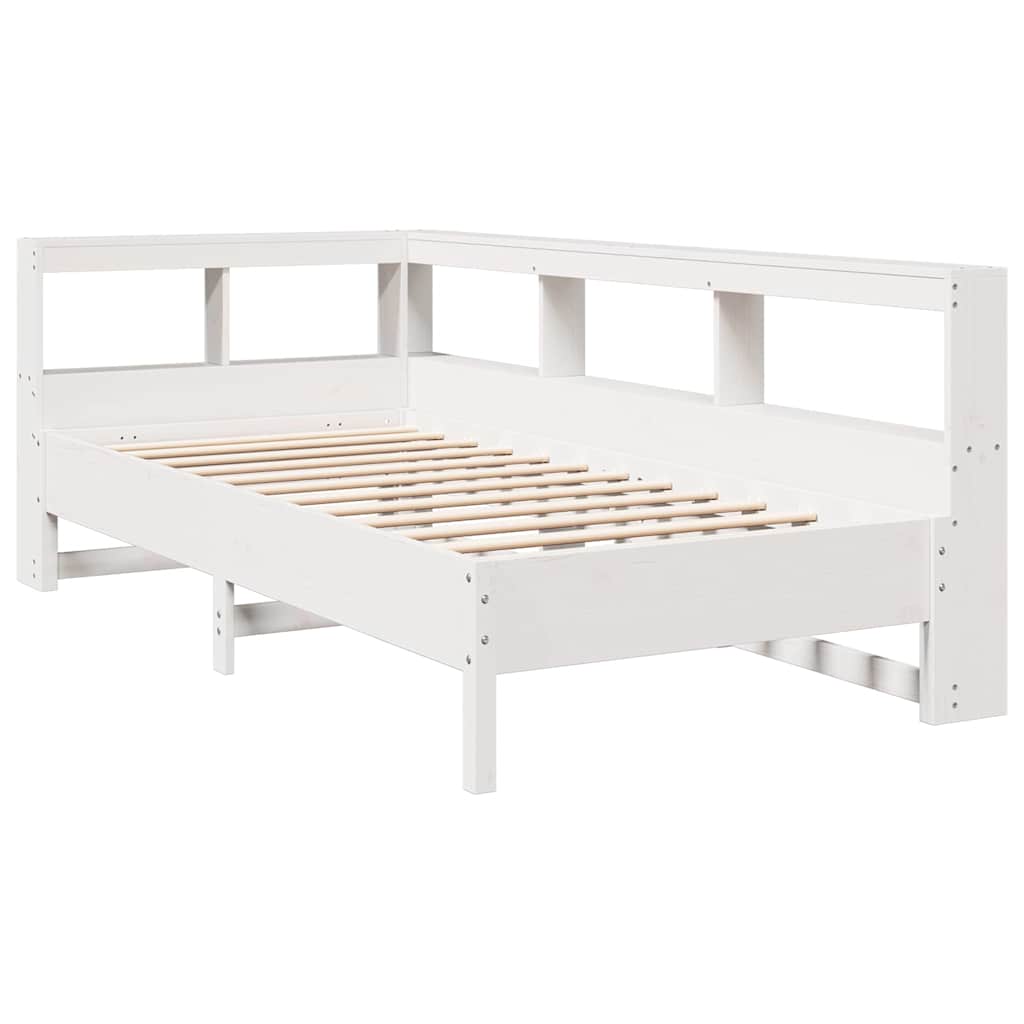 Bookcase Bed without Mattress White 100x200 cm Solid Wood Pine