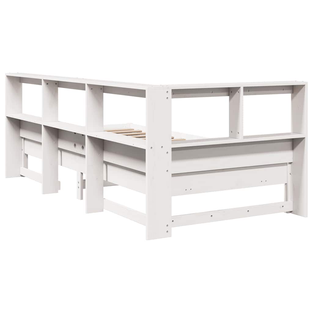 Bookcase Bed without Mattress White 100x200 cm Solid Wood Pine