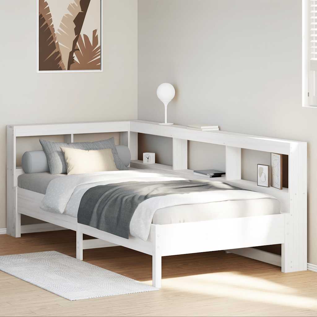 Bookcase Bed without Mattress White 100x200 cm Solid Wood Pine