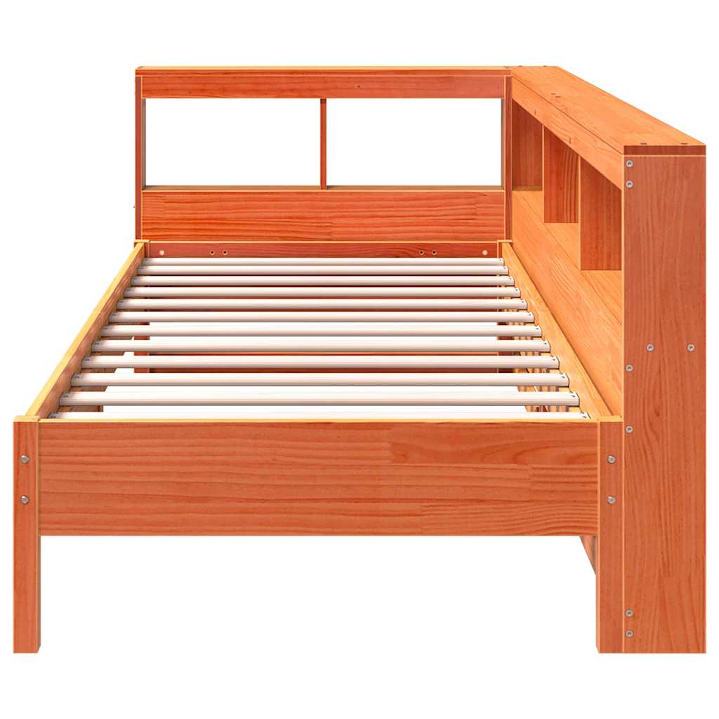 Bookcase Bed without Mattress Wax Brown 90x200 cm Solid Wood Pine