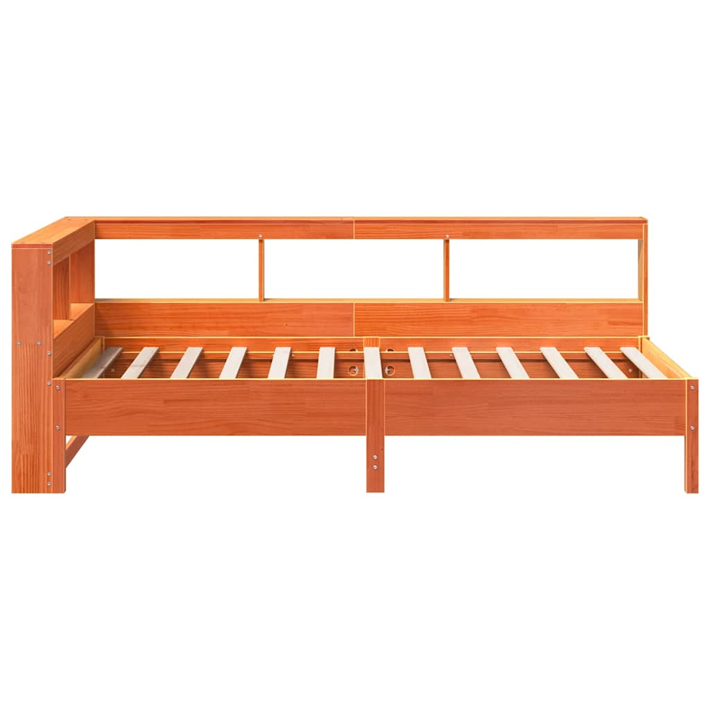 Bookcase Bed without Mattress Wax Brown 90x200 cm Solid Wood Pine