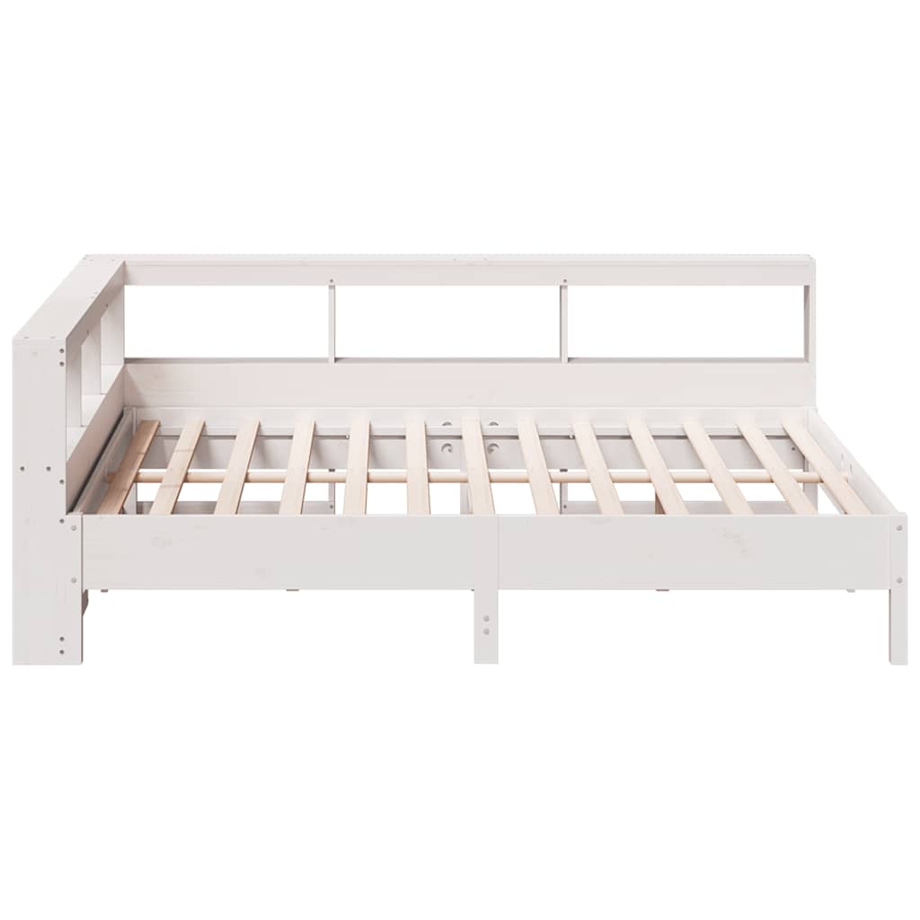 Bookcase Bed without Mattress White 140x190 cm Solid Wood Pine