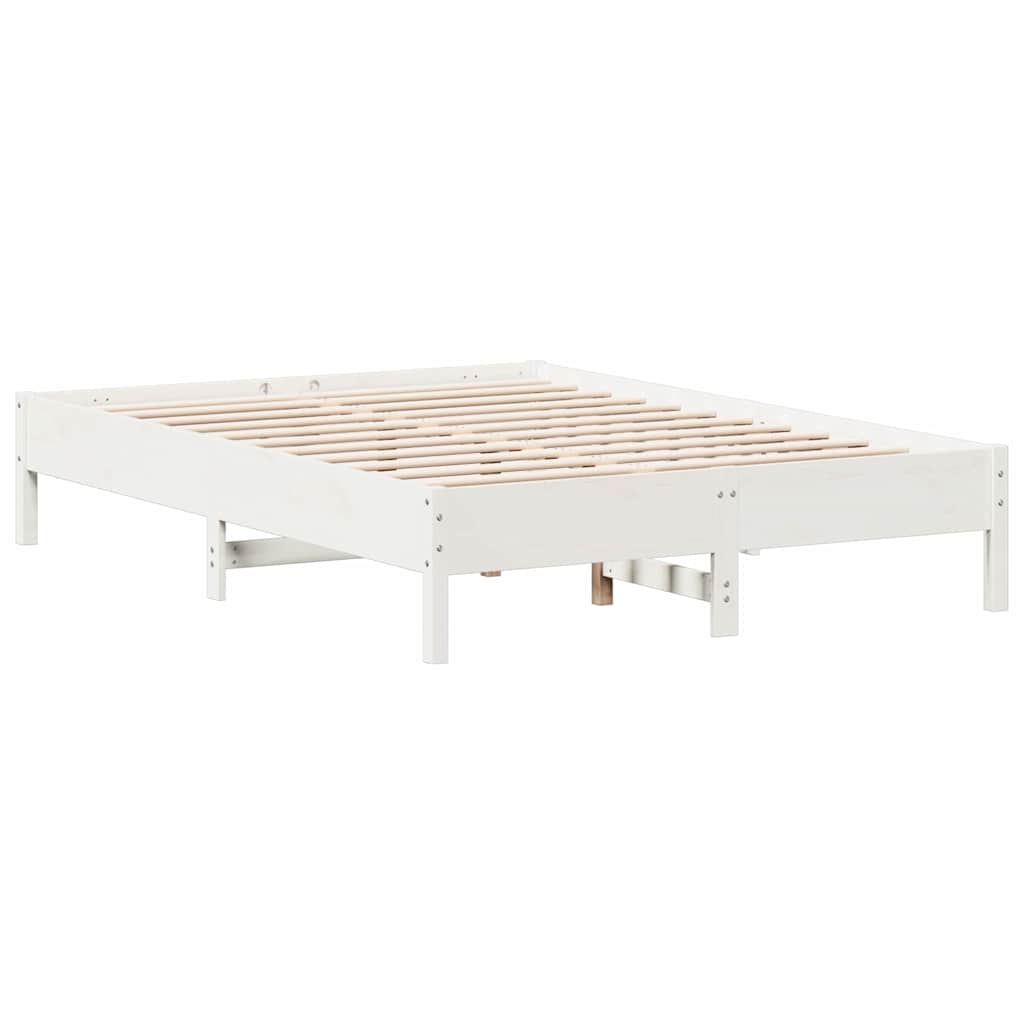 Bookcase Bed without Mattress White 135x190 cm Solid Wood Pine