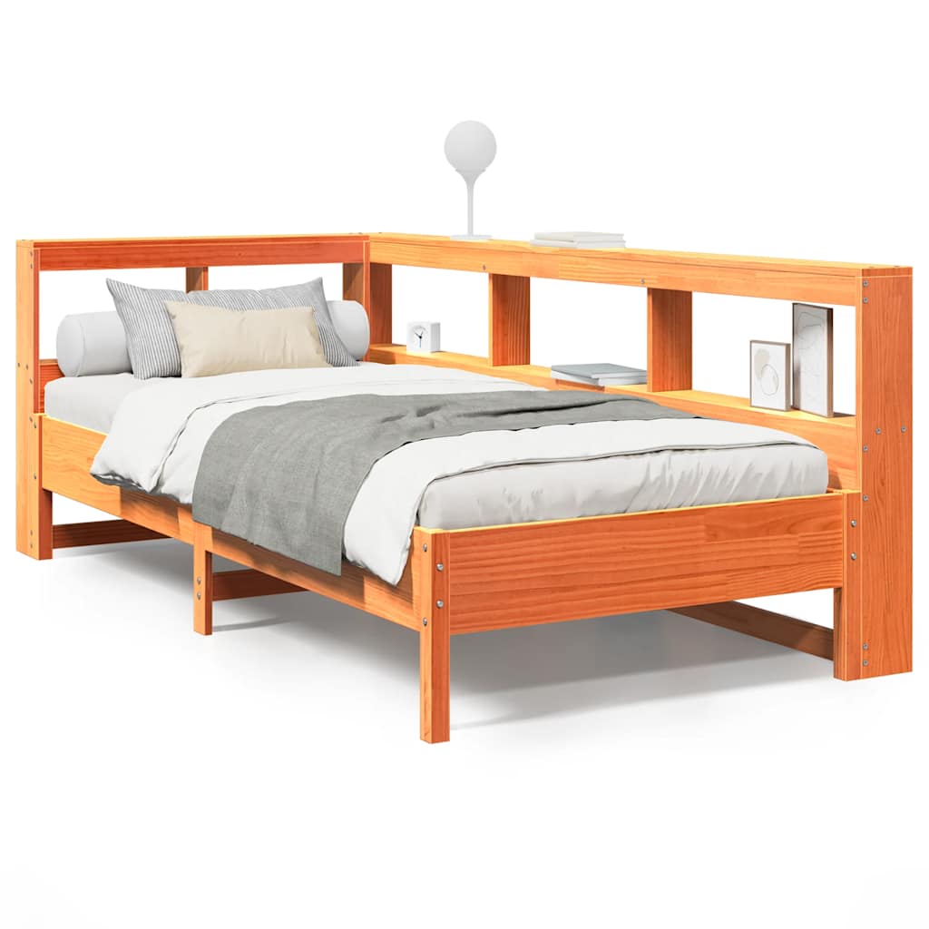 Bookcase Bed without Mattress Wax Brown 75x190 cm Solid Wood Pine