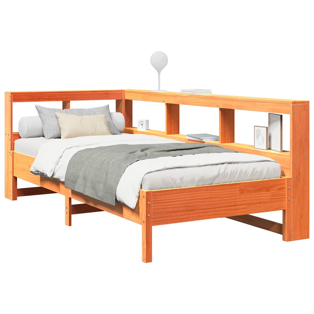 Bookcase Bed without Mattress Wax Brown 75x190 cm Solid Wood Pine