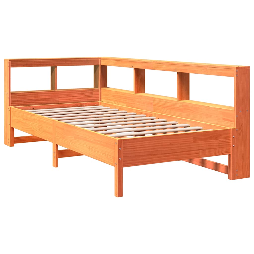 Bookcase Bed without Mattress Wax Brown 75x190 cm Solid Wood Pine