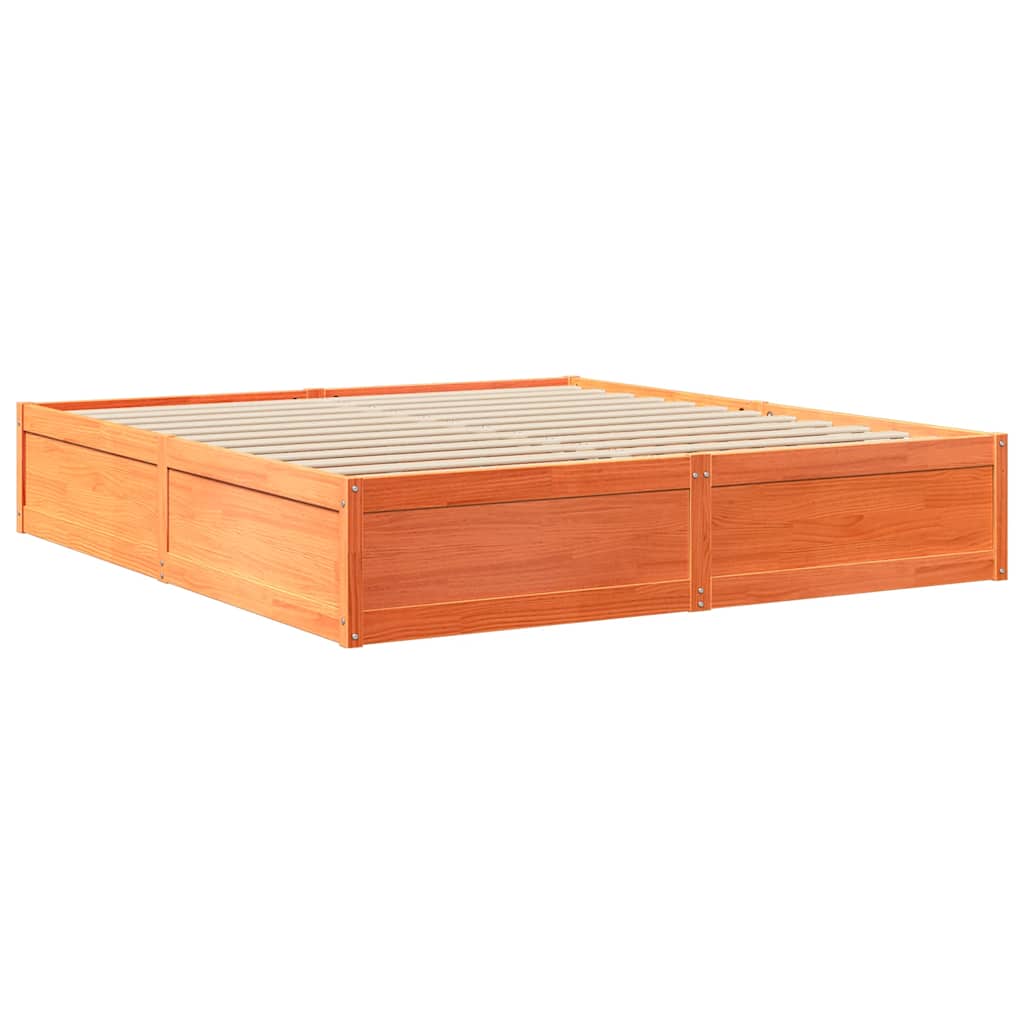 Bookcase Bed without Mattress Wax Brown 180x200cm Solid Wood Pine