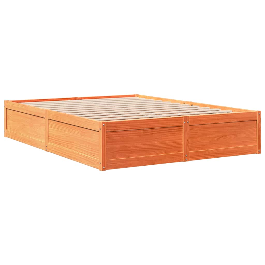 Bookcase Bed without Mattress Wax Brown 160x200cm Solid Wood Pine