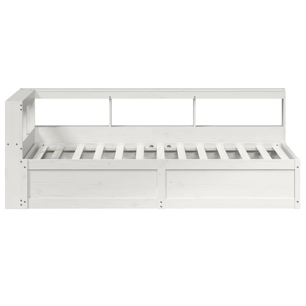 Bookcase Bed without Mattress White 100x200cm Solid Wood Pine