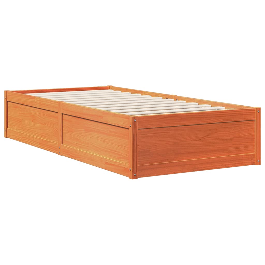 Bookcase Bed without Mattress Wax Brown 90x200cm Solid Wood Pine