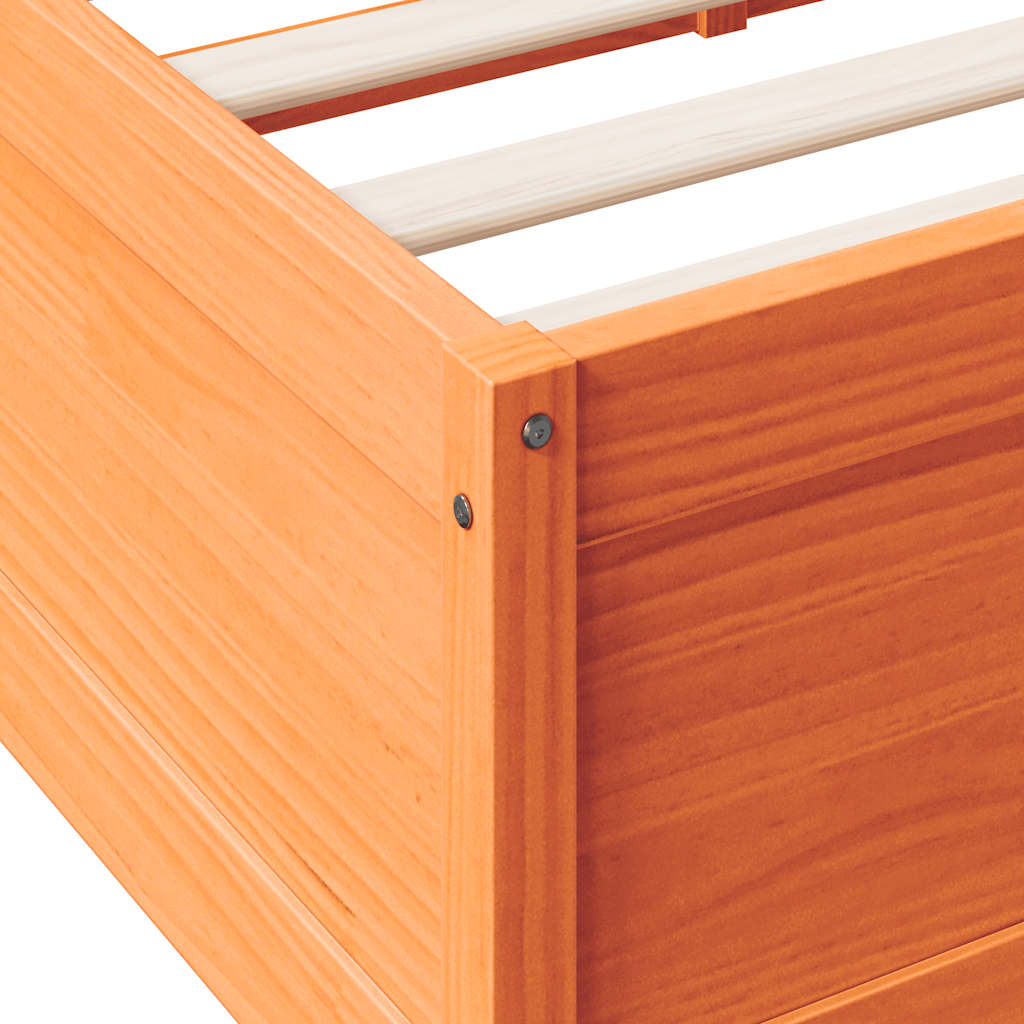 Bookcase Bed without Mattress Wax Brown 90x200cm Solid Wood Pine