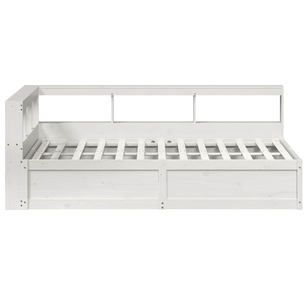Bookcase Bed without Mattress White 140x190cm Solid Wood Pine
