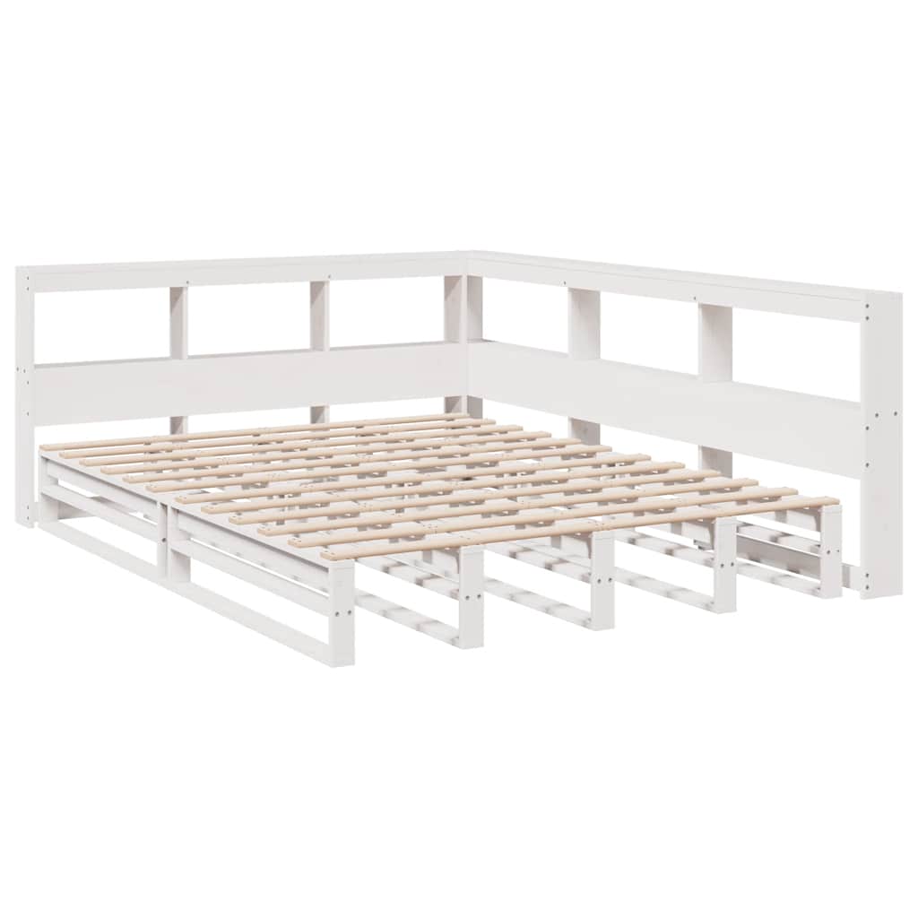 Bookcase Bed without Mattress White 150x200cm Solid Wood Pine