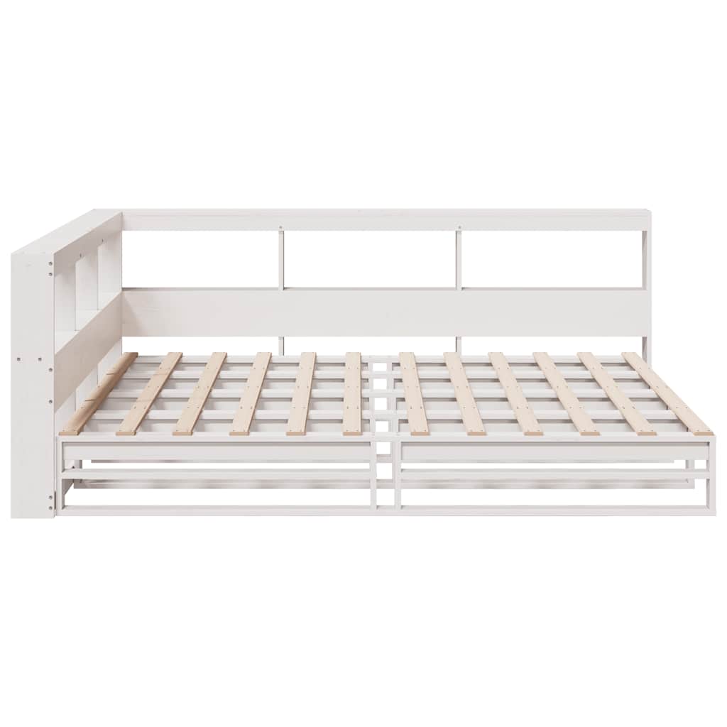 Bookcase Bed without Mattress White 150x200cm Solid Wood Pine