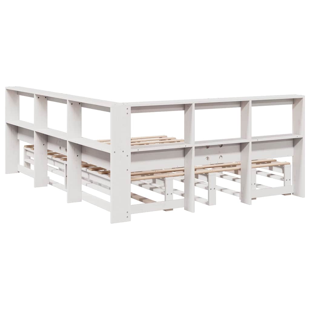 Bookcase Bed without Mattress White 150x200cm Solid Wood Pine