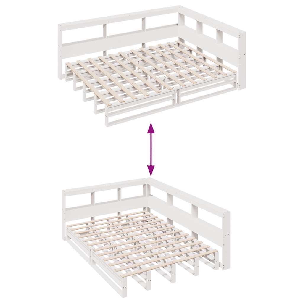 Bookcase Bed without Mattress White 150x200cm Solid Wood Pine