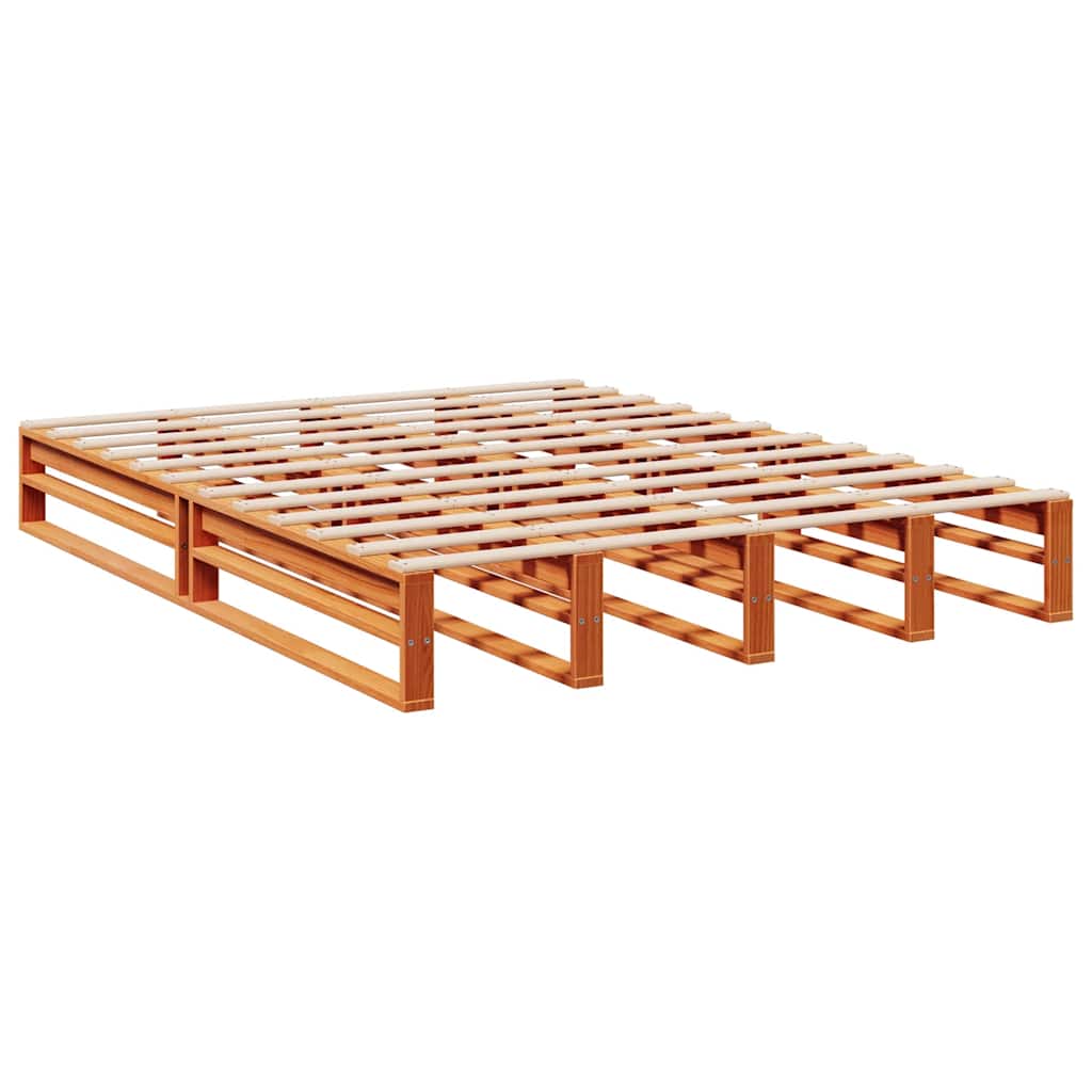 Bookcase Bed without Mattress Wax Brown 150x200cm Solid Wood Pine