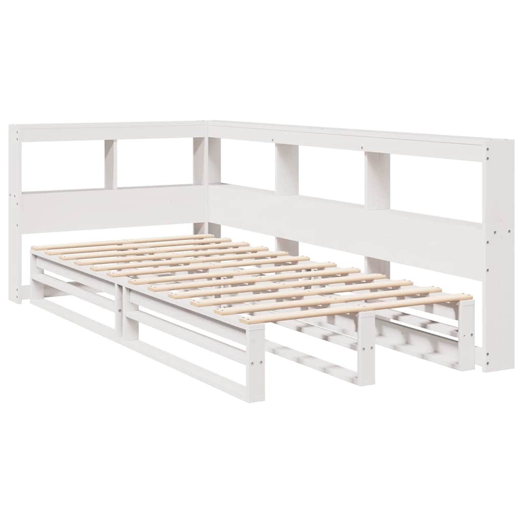 Bookcase Bed without Mattress White 100x200cm Solid Wood Pine
