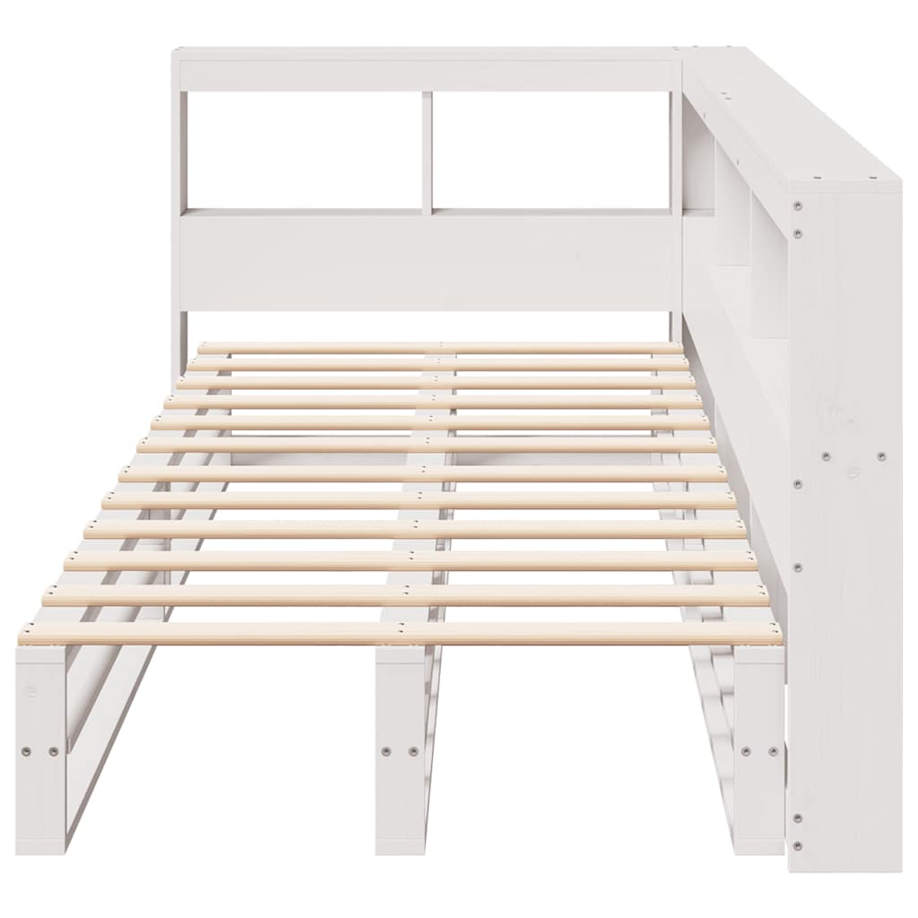 Bookcase Bed without Mattress White 100x200cm Solid Wood Pine