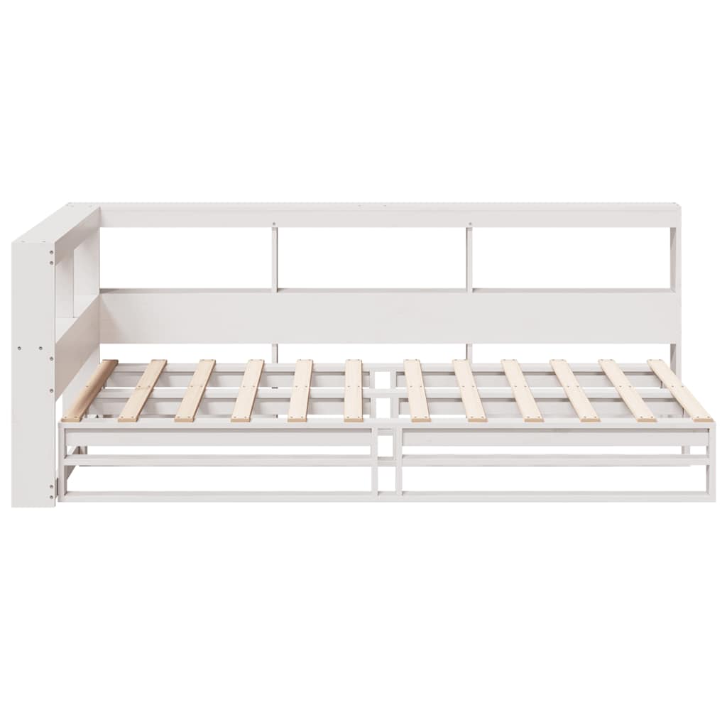 Bookcase Bed without Mattress White 100x200cm Solid Wood Pine