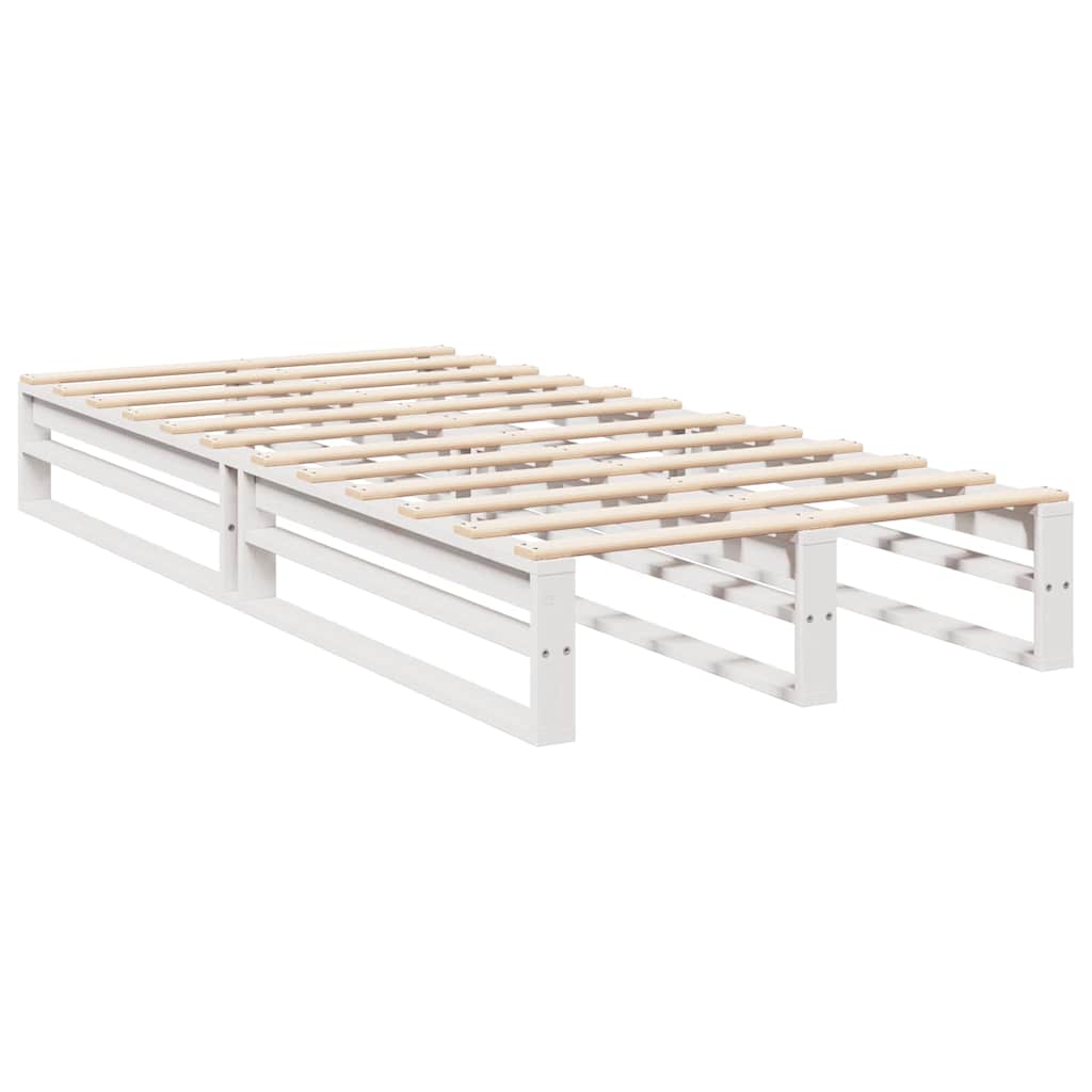Bookcase Bed without Mattress White 100x200cm Solid Wood Pine