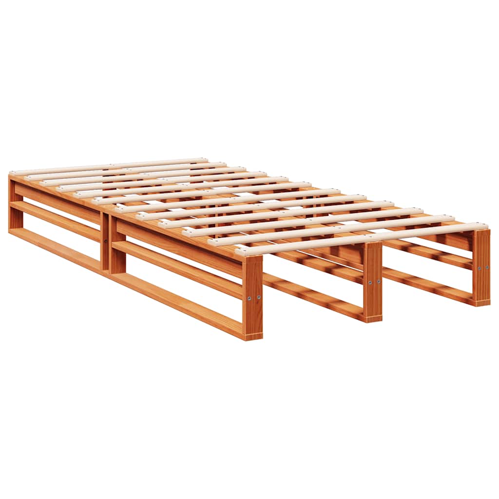 Bookcase Bed without Mattress Wax Brown 90x190cm Solid Wood Pine