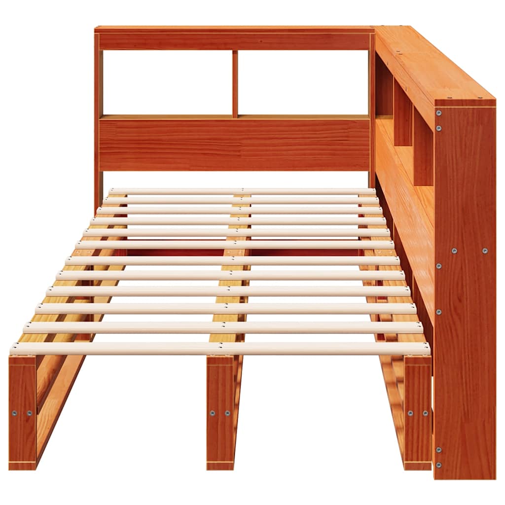 Bookcase Bed without Mattress Wax Brown 75x190cm Solid Wood Pine