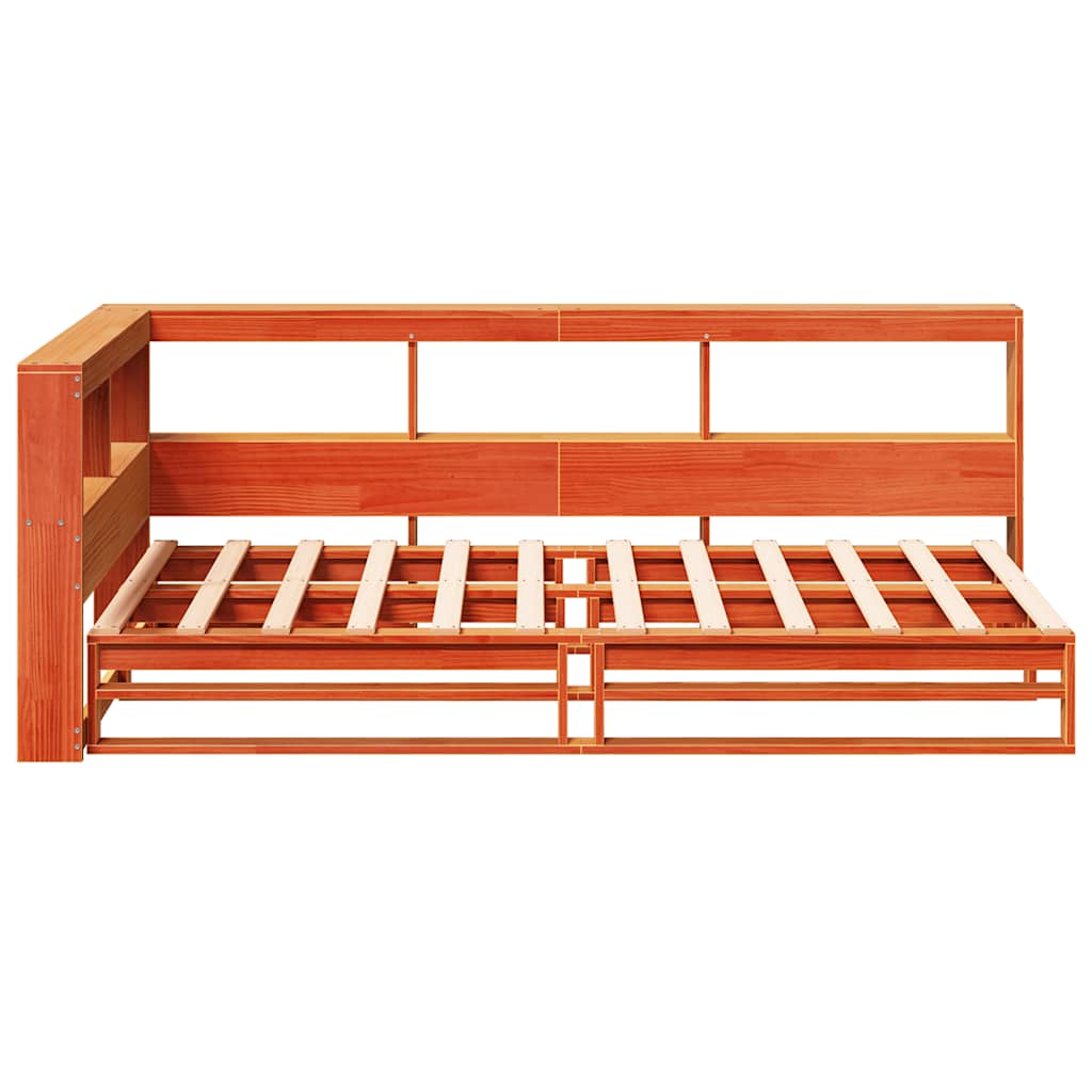 Bookcase Bed without Mattress Wax Brown 75x190cm Solid Wood Pine