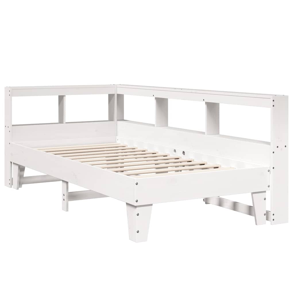 Bookcase Bed without Mattress White 100x200cm Solid Wood Pine