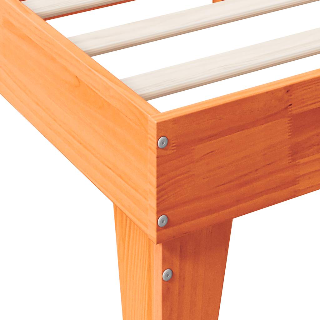 Bookcase Bed without Mattress Wax Brown 90x200cm Solid Wood Pine