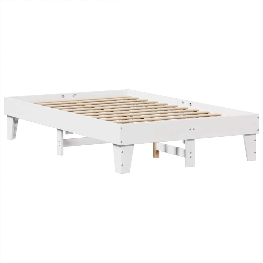Bookcase Bed without Mattress White 140x190cm Solid Wood Pine