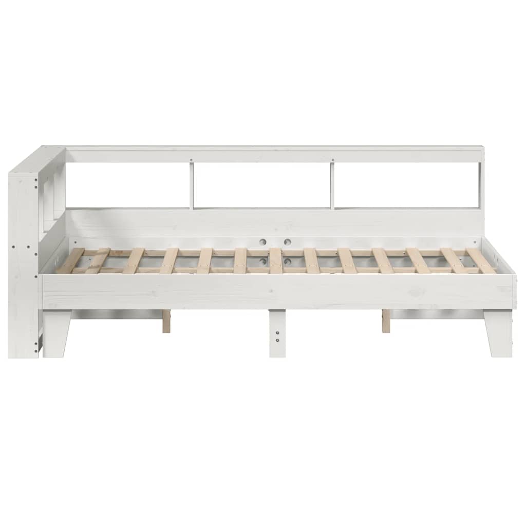 Bookcase Bed without Mattress White 140x190cm Solid Wood Pine