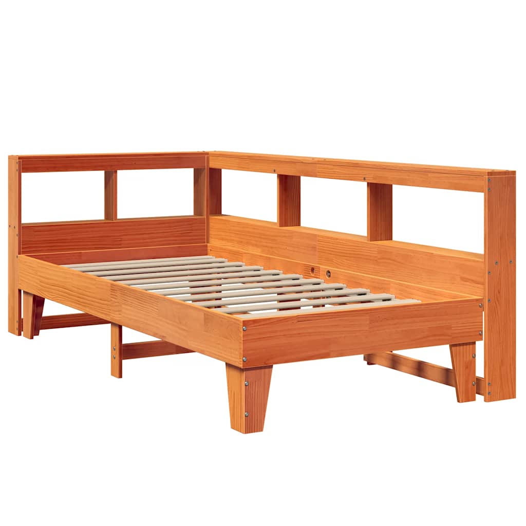 Bookcase Bed without Mattress Wax Brown 75x190cm Solid Wood Pine